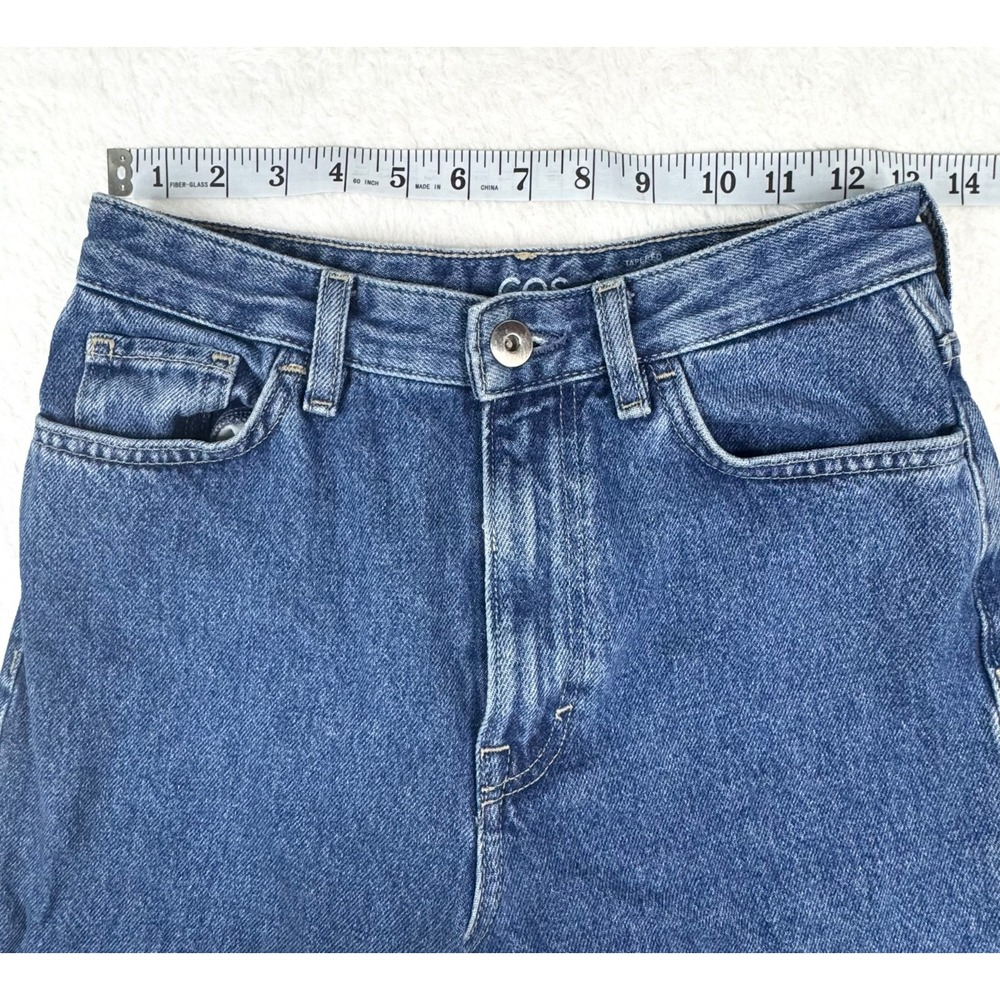 COS Jeans Womens 25 Barrel Tapered High Rise Ankle 100% Cotton Blue Denim EUC - Picture 9 of 12